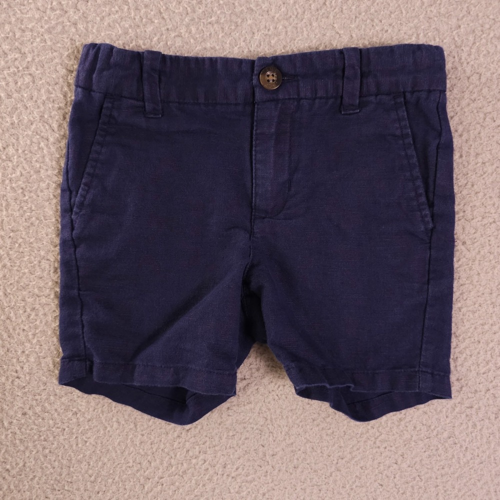 Janie and Jack Red White and You Shorts Boys 2T Navy Blue Linen Blend Chino